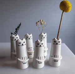 Cat Flower Vase Bud Ceramic Mini Handmade Tiny Vases Japanese Trendy Pretty Vase