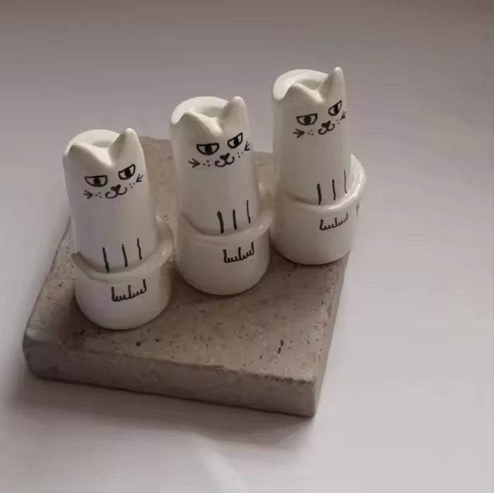 Cat Flower Vase Bud Ceramic Mini Handmade Tiny Vases Japanese Trendy Pretty Vase