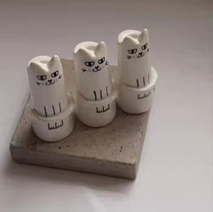 Cat Flower Vase Bud Ceramic Mini Handmade Tiny Vases Japanese Trendy Pretty Vase