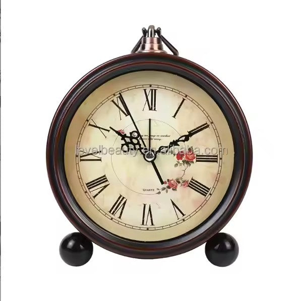 Analog Vintage Alarm Clock Silent Small Bedside Desk Clock