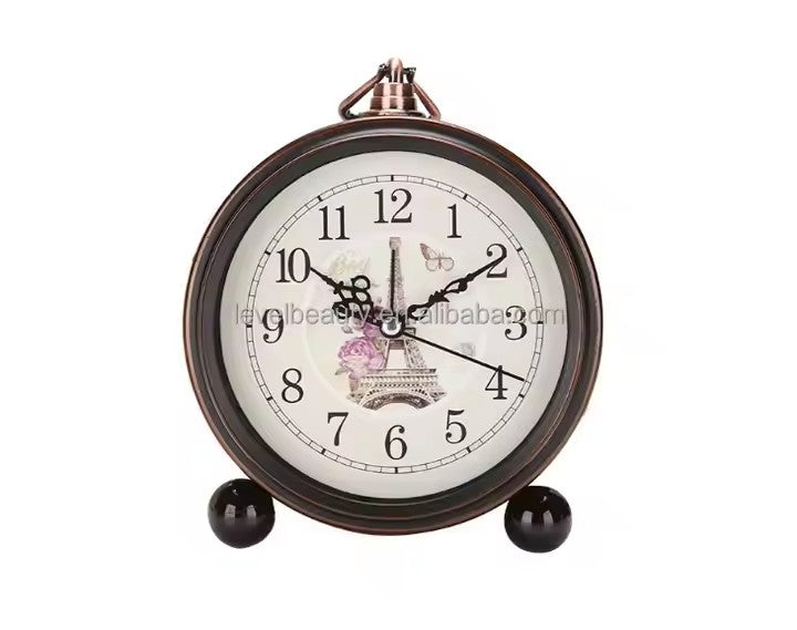 Analog Vintage Alarm Clock Silent Small Bedside Desk Clock